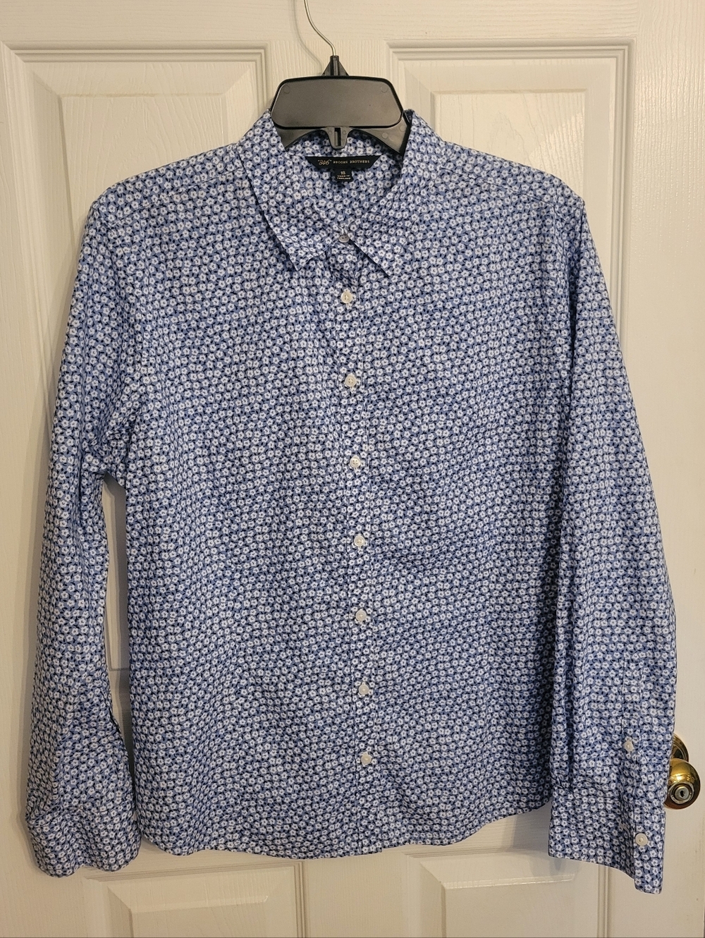 Brooks Brothers Blue Floral Micro-Print Button-Down Shirt